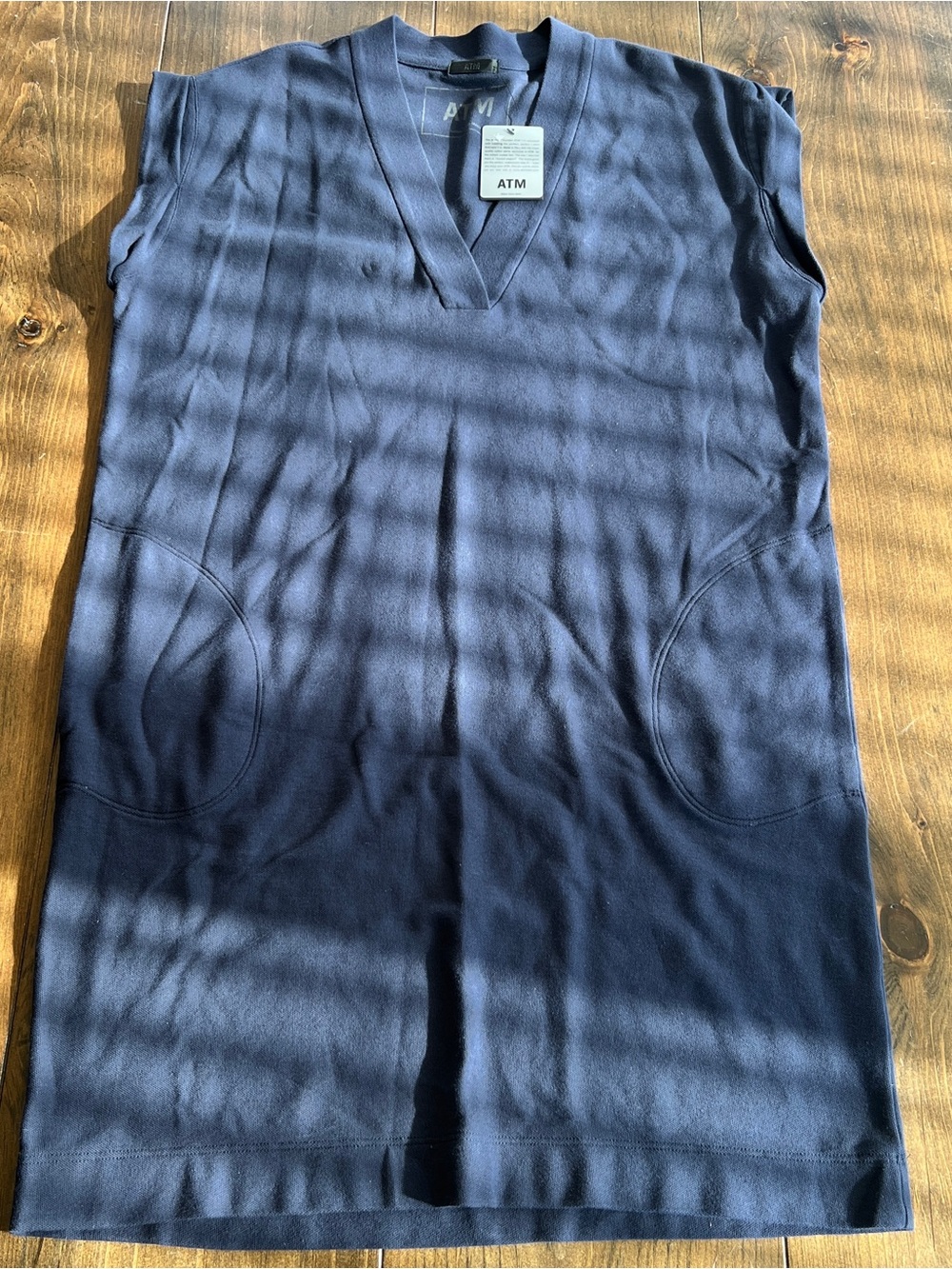 ATM Anthony Thomas Melillo Navy V‑Neck Knit Dress-size medium